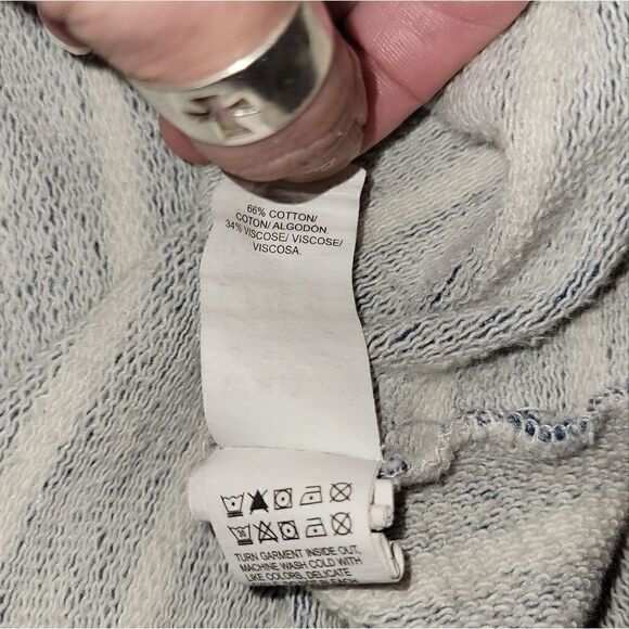 LUCKY BRAND Women's Striped French Terry Hooded Poncho Zip-up Jacket Top  M - Picture 14 of 14